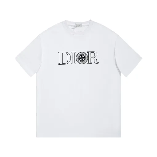 Bestseller Dior Kurzarm Weiß Baumwolle Minimalistischer Stil
