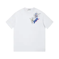 Premium Qualität Dior Kurzarm Weiß Baumwolle Minimalistischer Luxus