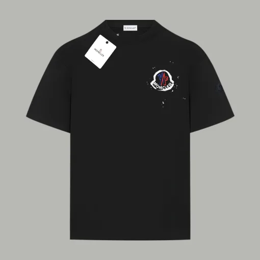 Bestseller Moncler Kurzarm Schwarz Baumwolle Print Luxus