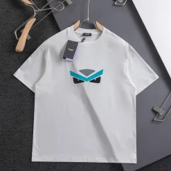 Premium Qualität Fendi Kurzarm Blau Baumwolle gewaschen Kollektion