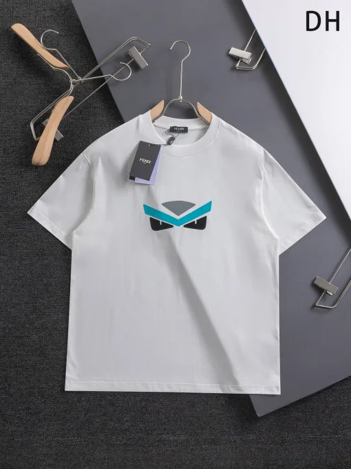 Premium Qualität Fendi Kurzarm Blau Baumwolle gewaschen Kollektion