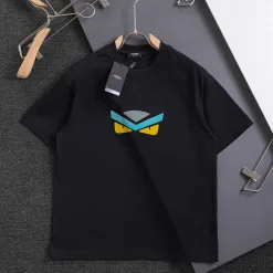 Premium Qualität Fendi Kurzarm Blau Baumwolle Gewaschen Luxus