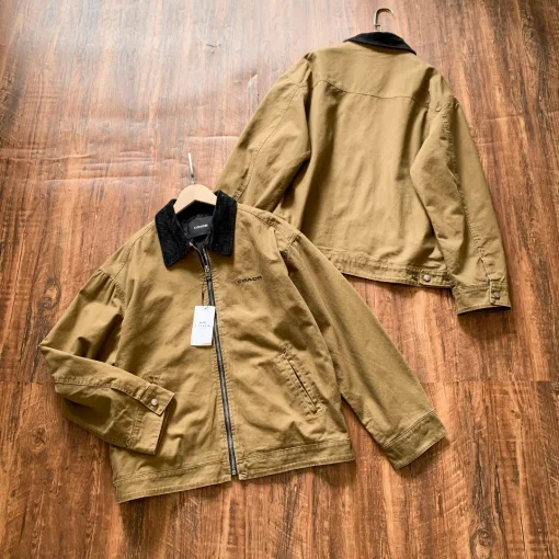 Premium Coach Coat Schwarz Baumwolle Solid Kollektion