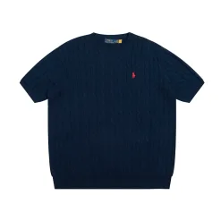 Hochwertige Ralph Lauren Kurzarm Schwarz Strick Solid Luxus