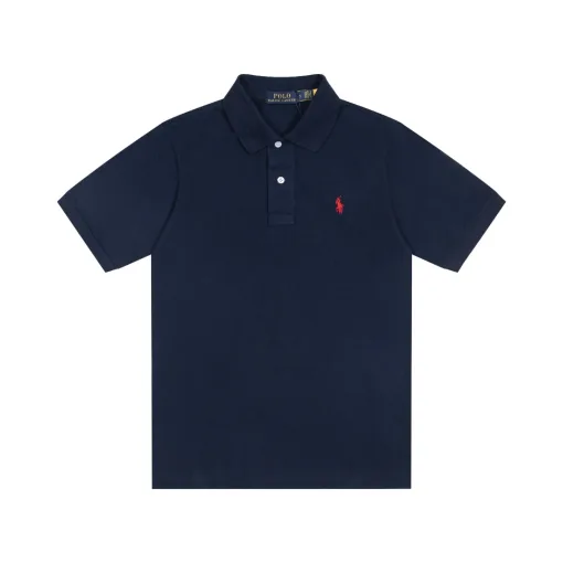 Premium Ralph Lauren Poloshirt aus schwarzer Baumwolle mit Stickerei