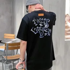 Hochwertiger Louis Vuitton Kurzarm-Baumwolldruck Luxus