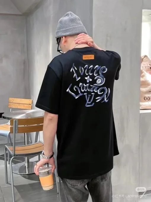 Hochwertiger Louis Vuitton Kurzarm-Baumwolldruck Luxus