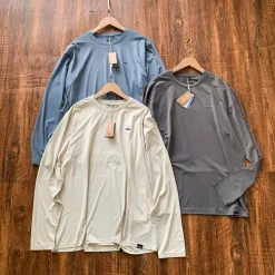 Luxus Patagonia Langarm Grau Polyester Atmungsaktiv Luxus