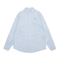 Premium Qualität Ralph Lauren Langarm Blau Streifen Luxus