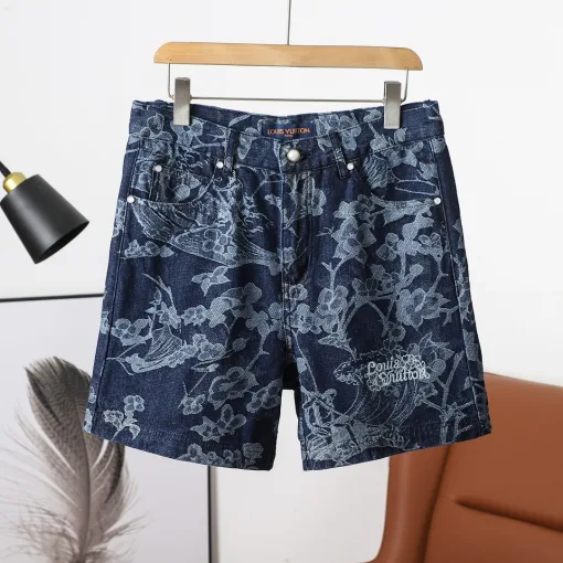 Hochwertige Louis Vuitton Shorts im weißen Denim-Jacquard-Stil