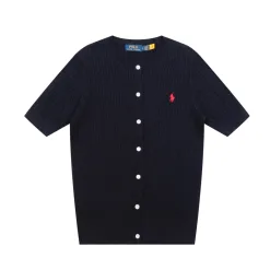 Premium Ralph Lauren Kurzarm Schwarz Strick Solid Luxury