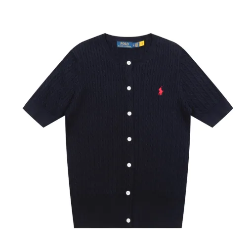 Premium Ralph Lauren Kurzarm Schwarz Strick Solid Luxury