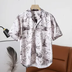 Hochwertiger Louis Vuitton Kurzarm-Stil mit weißem Seidendruck