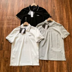 Luxus Zegna Kurzarmhemden Schwarz Baumwolle Casual Luxury