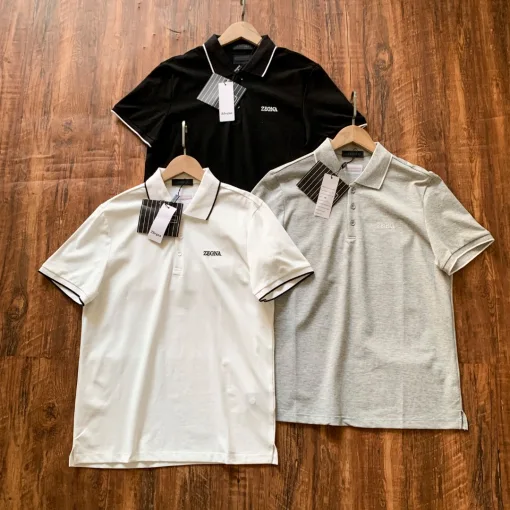 Luxus Zegna Kurzarmhemden Schwarz Baumwolle Casual Luxury