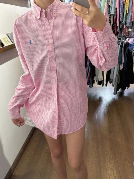 Premium Ralph Lauren Langarmshirt aus weißer Baumwolle im klassischen Stil