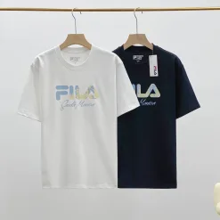 Luxus Fila Kurzarm Schwarz Baumwolle Casual Style