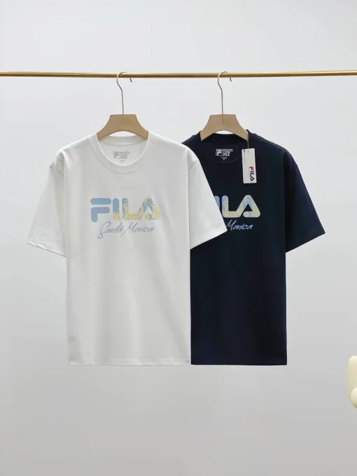 Luxus Fila Kurzarm Schwarz Baumwolle Casual Style