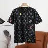 Meistverkaufte Louis Vuitton Kurzarm Schwarz Leder Print Luxus
