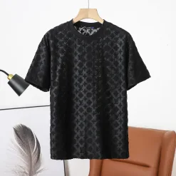 Premium Louis Vuitton Kurzarm Schwarz Baumwolle Classic Collection