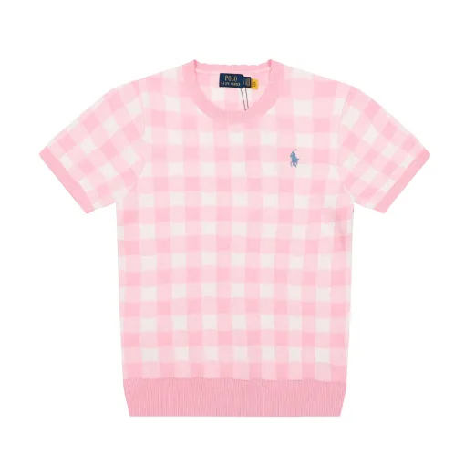 Premium Ralph Lauren Kurzarm-Kollektion mit marineblauem Strickkaro