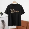 Hochwertiges Louis Vuitton Kurzarmhemd aus schwarzer Baumwolle mit Stickerei