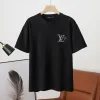 Luxus Louis Vuitton Kurzarm Schwarz Baumwolle Strass Stil