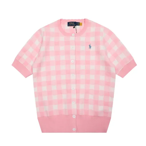 Bestseller Ralph Lauren Kurzarm Navy Baumwolle Plaid Luxus