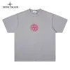 Hochwertige Stone Island Kurzarm-Kollektion aus roter Seide mit Stickerei