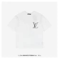 Hochwertiger Louis Vuitton Kurzarm-Baumwolldruck Luxus