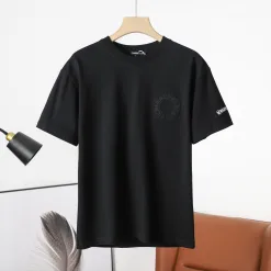 Premium Chrome Hearts Kurzarm Schwarz Baumwolle Bestickt Luxus