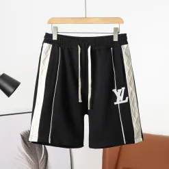 Premium Louis Vuitton Shorts Gelbe Baumwolle Bestickter Stil