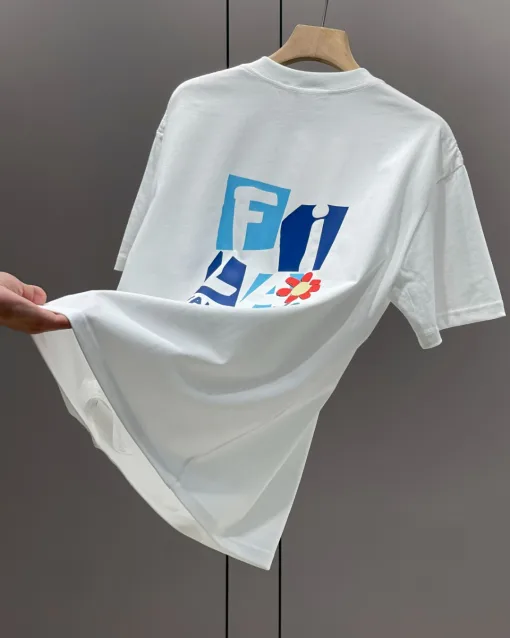 Bestseller Fila Kurzarm Schwarz Baumwolle Print Luxus