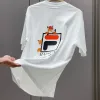 Bestseller Fila Kurzarm Schwarz Baumwolle Print Luxus