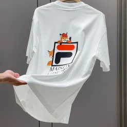 Bestseller Fila Kurzarm Schwarz Baumwolle Print Luxus
