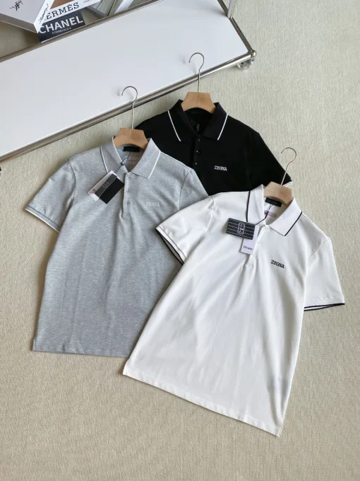 Premium Zegna Kurzarmhemd aus weißer Baumwolle im Casual-Stil