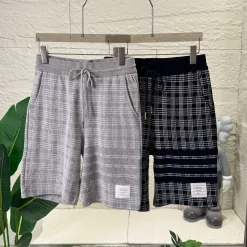 Bestseller Thom Browne Shorts Schwarze Baumwolle Plaid Kollektion