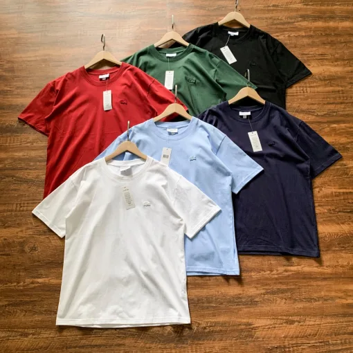 Premium Lacoste Kurzarm Weiß Baumwolle Solid Luxury