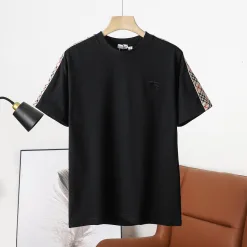 Hochwertige Burberry Kurzarm-Kollektion aus schwarzer Baumwolle mit Streifen