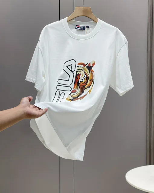 Premium Fila Kurzarm-Baumwoll-Print in Schwarz