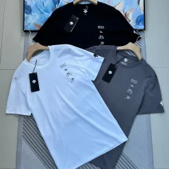 Premium Qualität Descente Kurzarm Schwarz Baumwolle Atmungsaktiv Kollektion