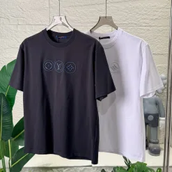 Premium Qualität Louis Vuitton Kurzarm Schwarz Baumwolle Logo Luxus