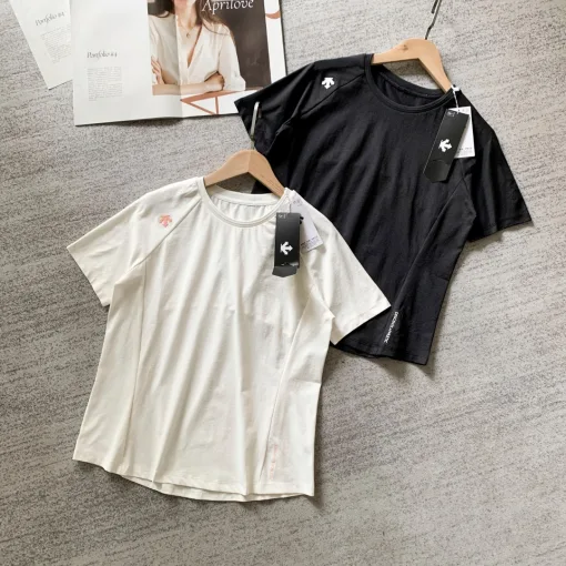 Bestseller Descente Kurzarm Weiß Strick Atmungsaktive Kollektion