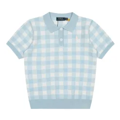 Hochwertige Ralph Lauren Kurzarm-Kollektion aus grauer Baumwolle mit Karomuster