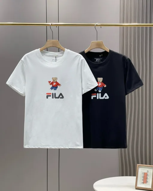 Hochwertiger, atmungsaktiver Fila-Kurzarm-Stil in Schwarz