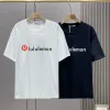 Luxus Lululemon Kurzarm Schwarz Baumwolle Logo Luxus