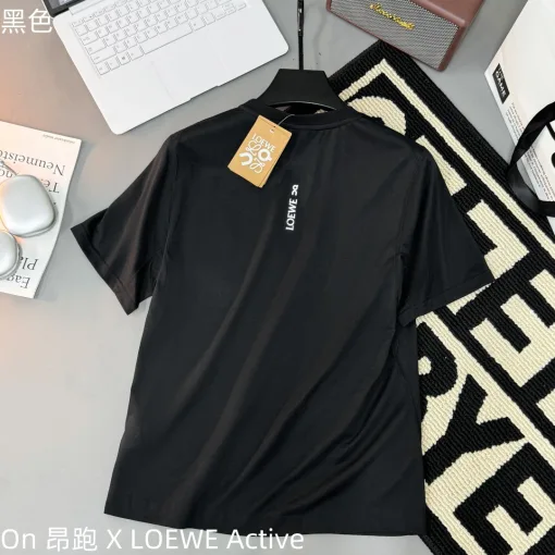 Luxus Loewe Kurzarm T-Shirt Schwarz Print Kollektion
