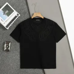 Hochwertige Chrome Hearts Kurzarm-Kollektion aus schwarzer Baumwolle mit Stickerei