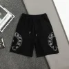 Premium Chrome Hearts Shorts Schwarze Baumwolle Stickerei Luxus