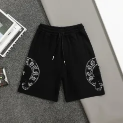Premium Chrome Hearts Shorts Schwarze Baumwolle Stickerei Luxus
